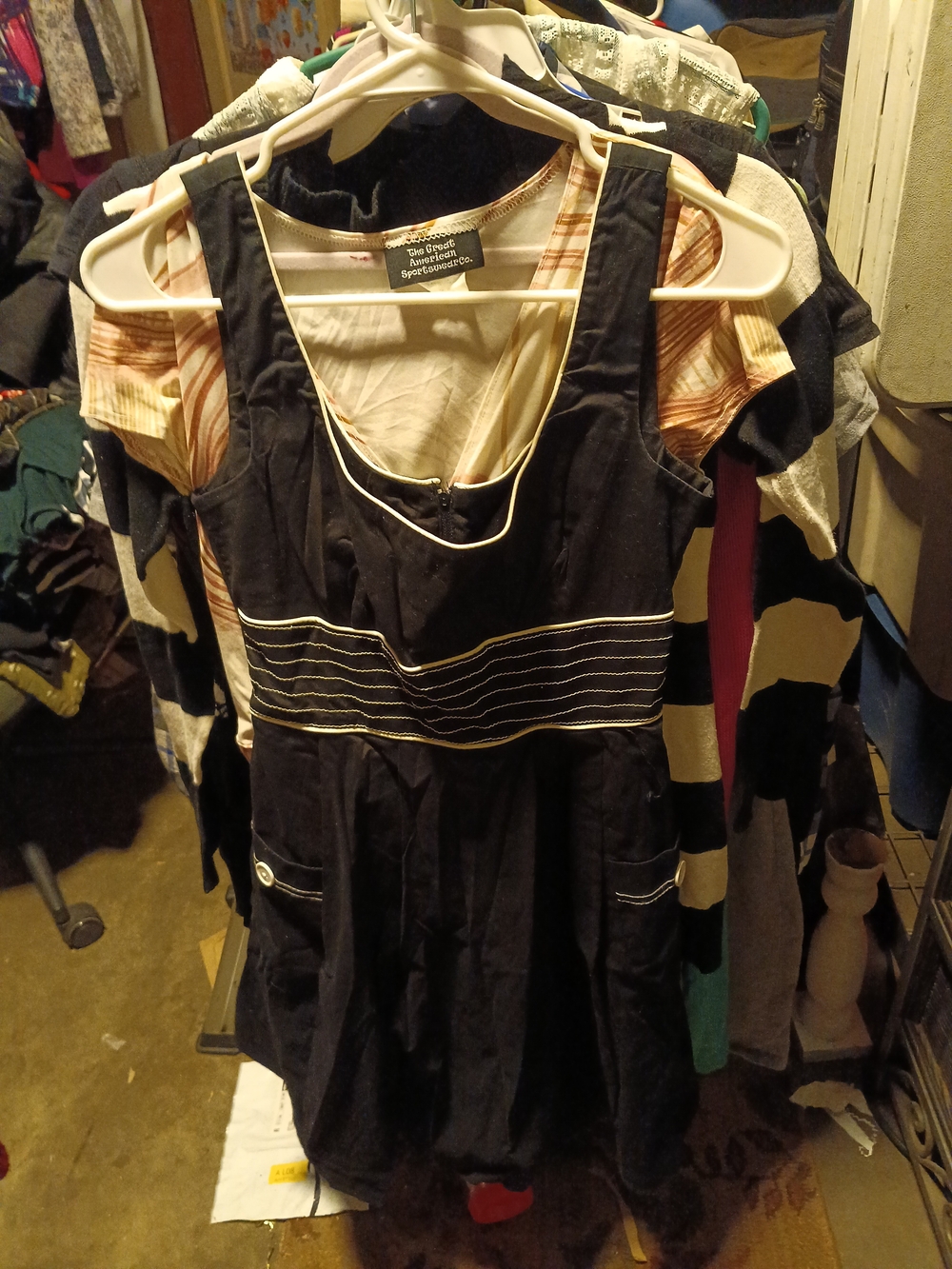 Teeze Me Black Mini Dress with Cream Trim